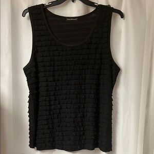 Travel Elements Elegant Black‎ Ruffle Tank Top.  Size XL